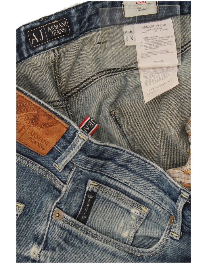 Armani feminino justo desgastado jeans W32 L32 algodão azul