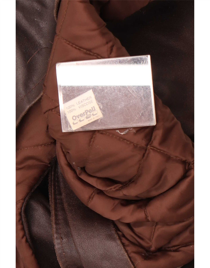 Jaqueta blazer masculina vintage de couro com 3 botões Reino Unido 38 marrom médio