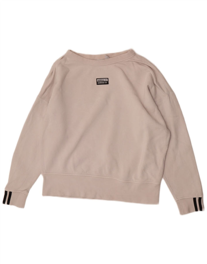 Adidas feminino oversized moletom jumper reino unido 10 pequeno algodão branco