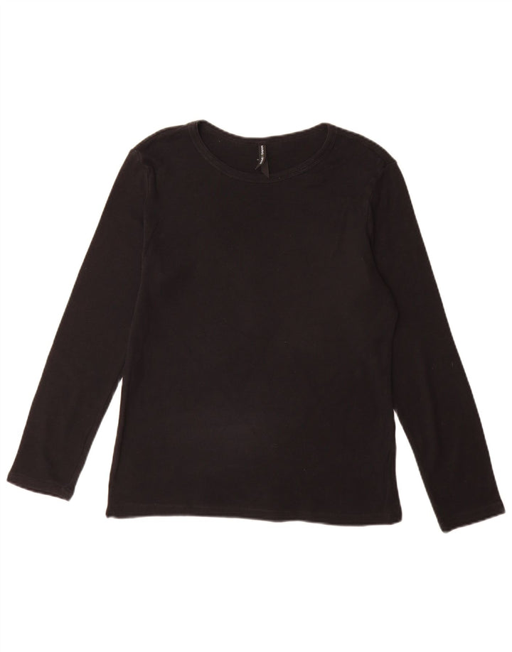 Top feminino Marks & Spencer manga comprida Reino Unido 14 algodão preto médio