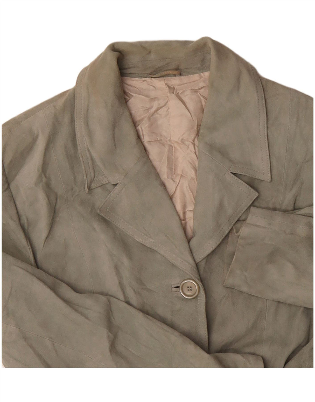 Pollini Jaqueta Blazer Feminina de Camurça com 3 Botões Reino Unido 14 Verde Médio