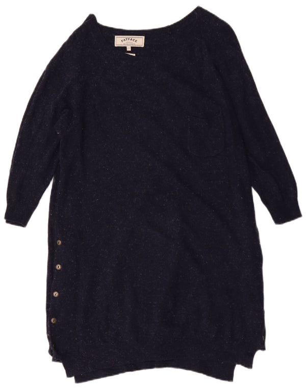 Vestido feminino de manga 3/4 Fat Face UK 12 azul marinho médio