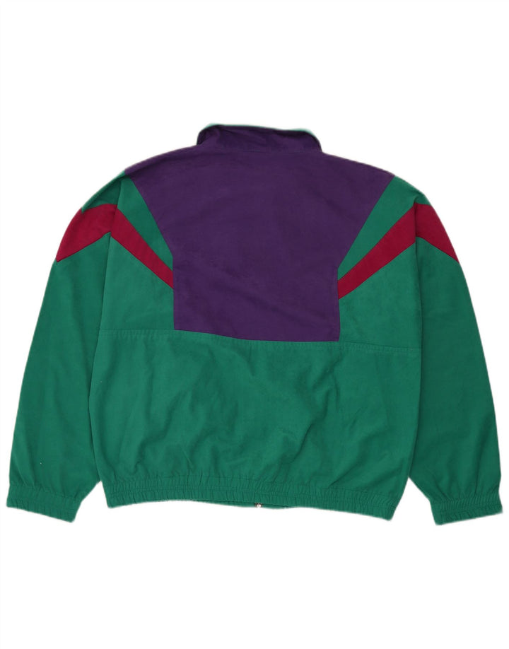 Fato de treino feminino vintage UK 14 poliéster colorblock verde médio