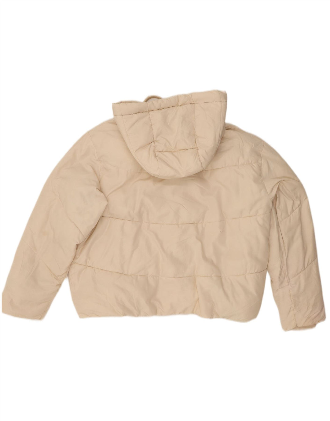 Jaqueta acolchoada com capuz grande Zara para mulher UK 6 XS poliéster branco