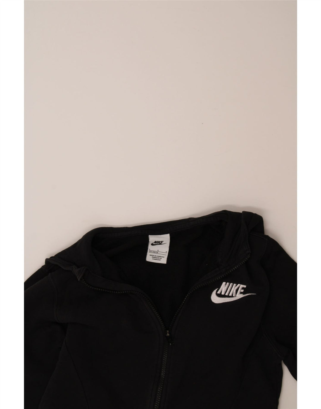 NIKE Boys Zip Hoodie Sweater 12-13 Years Large  Black Cotton Vintage Nike and Second-Hand Nike from Messina Hembry 