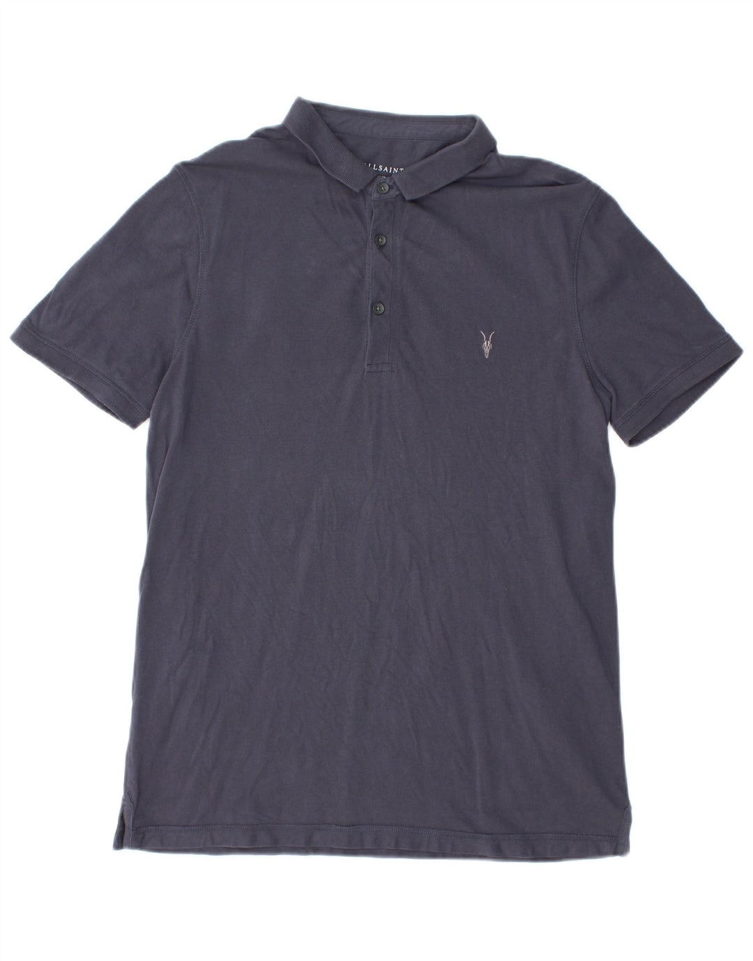 Camisa polo masculina ALL SAINTS grande algodão azul marinho