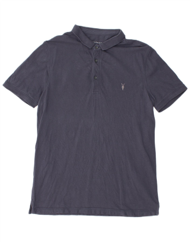 Camisa polo masculina ALL SAINTS grande algodão azul marinho