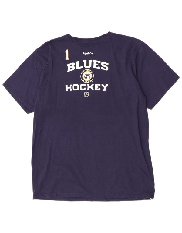 Camiseta Reebok Mens St. Louis Blues Graphic Top XL Azul Marinho Algodão