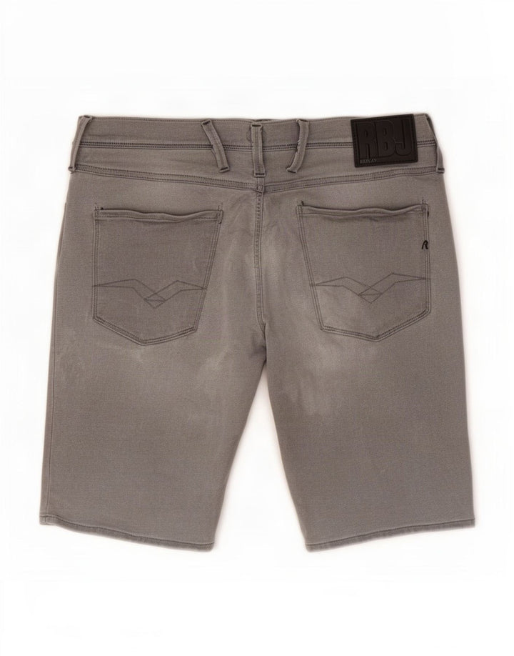 Replay Mens Anbass Denim Shorts W32 Médio Algodão Cinza