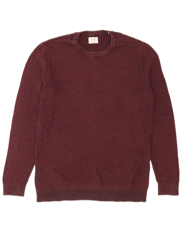 Suéter masculino Jack & Jones com gola redonda, grande algodão cor de vinho