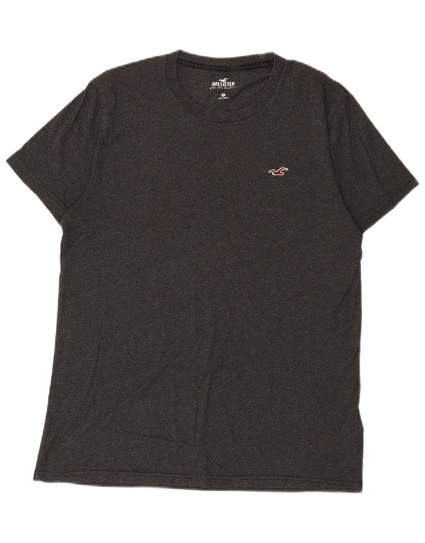 Camiseta masculina Hollister de algodão cinza médio