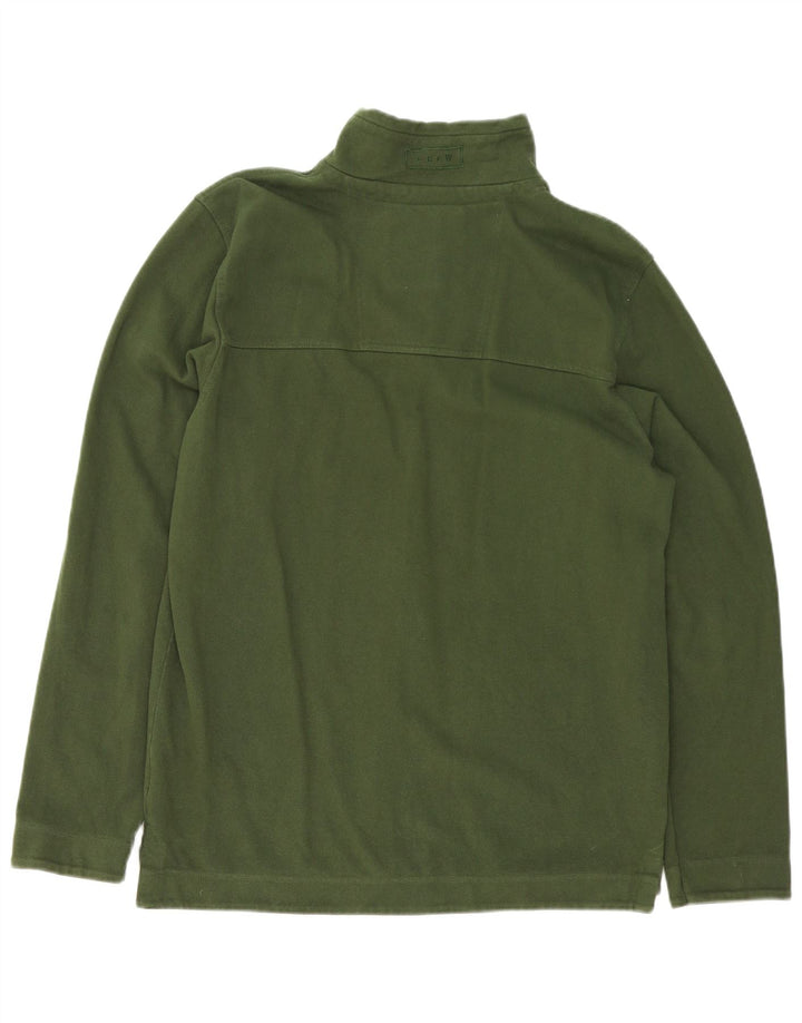 Crew Clothing Mens Zip Neck Moletom Jumper Médio Algodão Verde