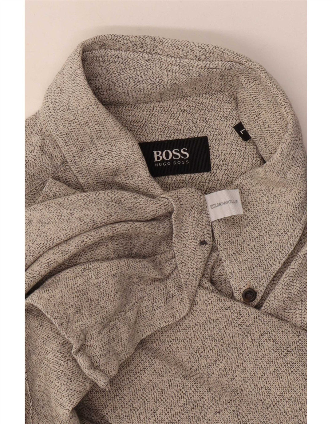 Camisa masculina de flanela Hugo Boss grande algodão manchado cinza