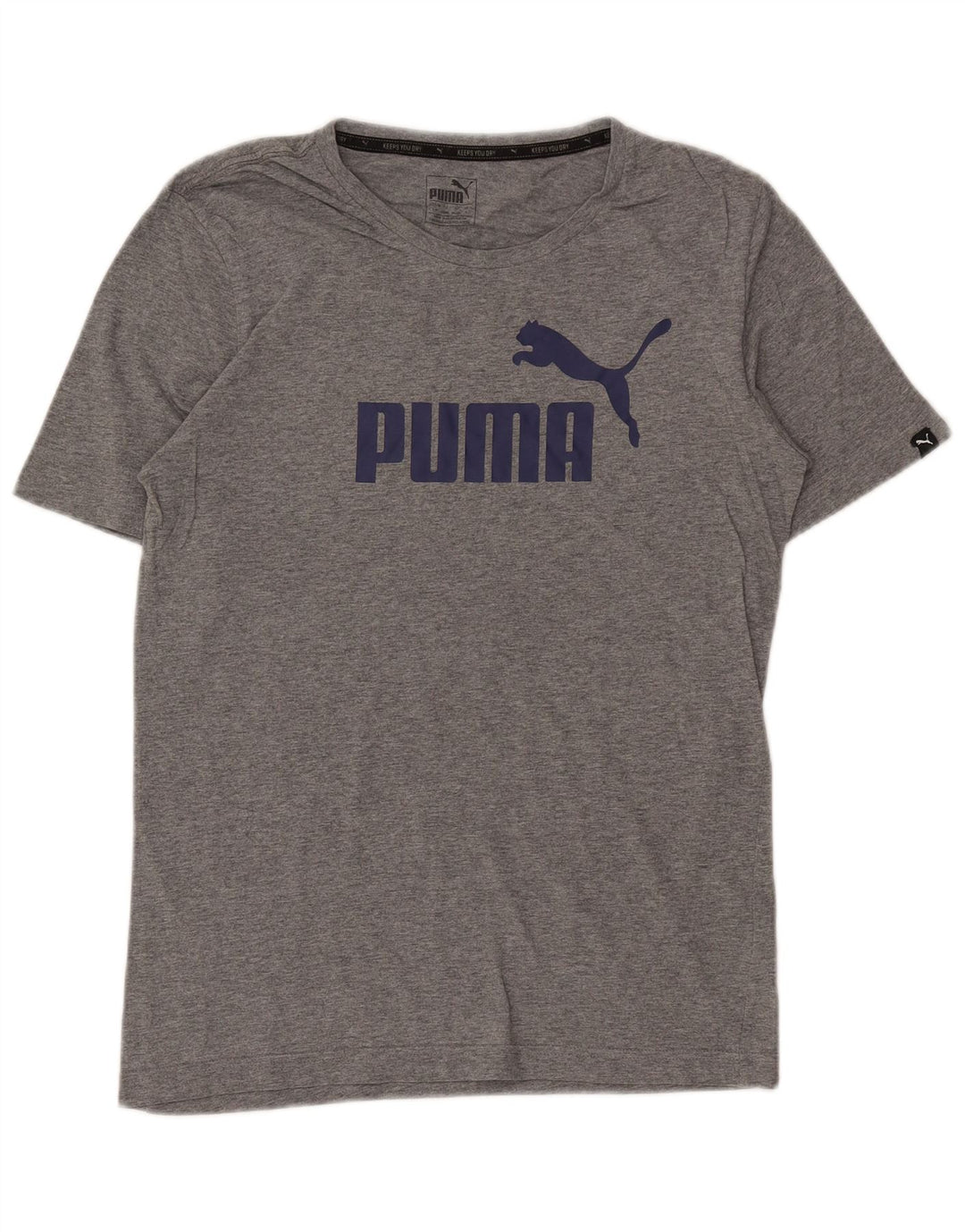 Camiseta masculina Puma Graphic Camiseta pequena cinza manchada de algodão
