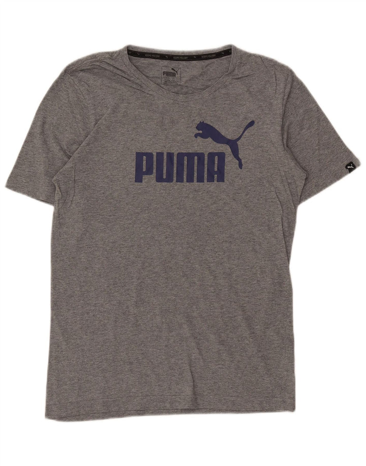 Camiseta masculina Puma Graphic Camiseta pequena cinza manchada de algodão