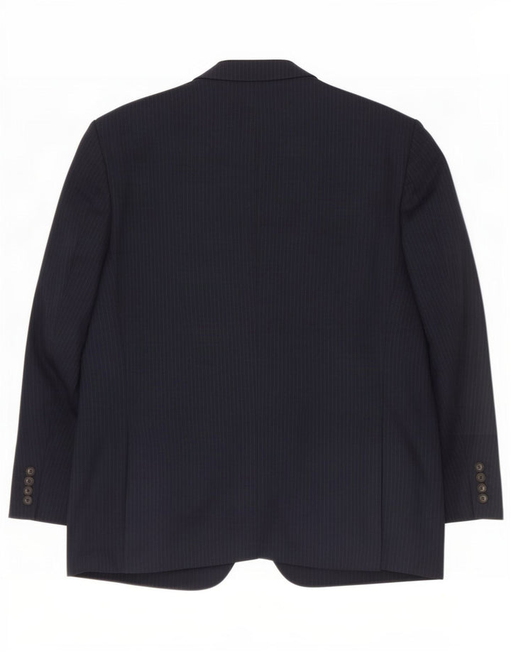Jaqueta blazer masculina de 2 botões Marks & Spencer Reino Unido 44 XL risca de giz azul marinho