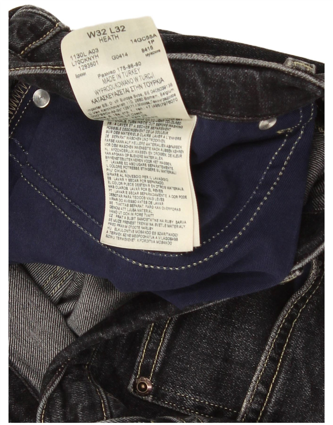 Lee Mens Heath Slim Jeans W32 L32 Algodão Preto