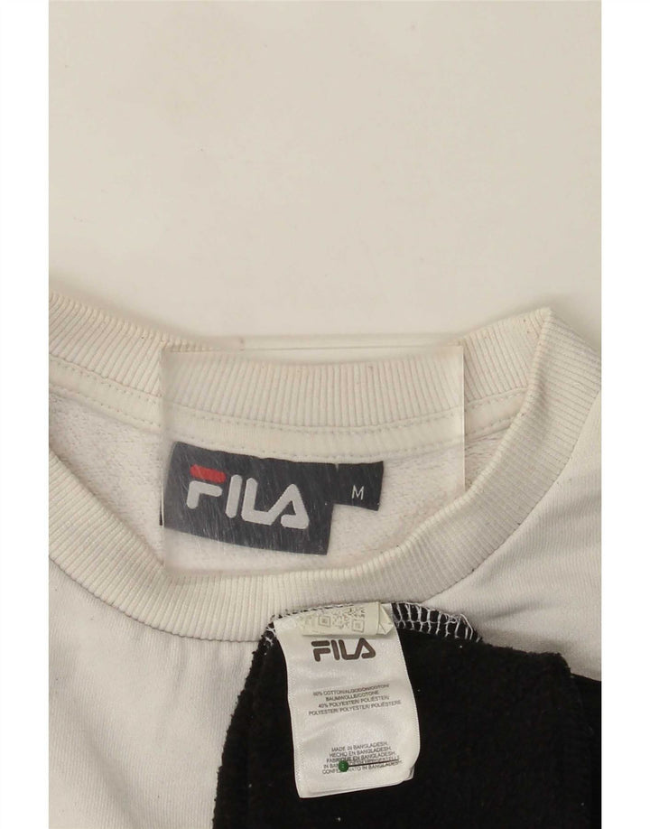 Fila moletom gráfico feminino jumper UK 14 médio branco colorblock algodão