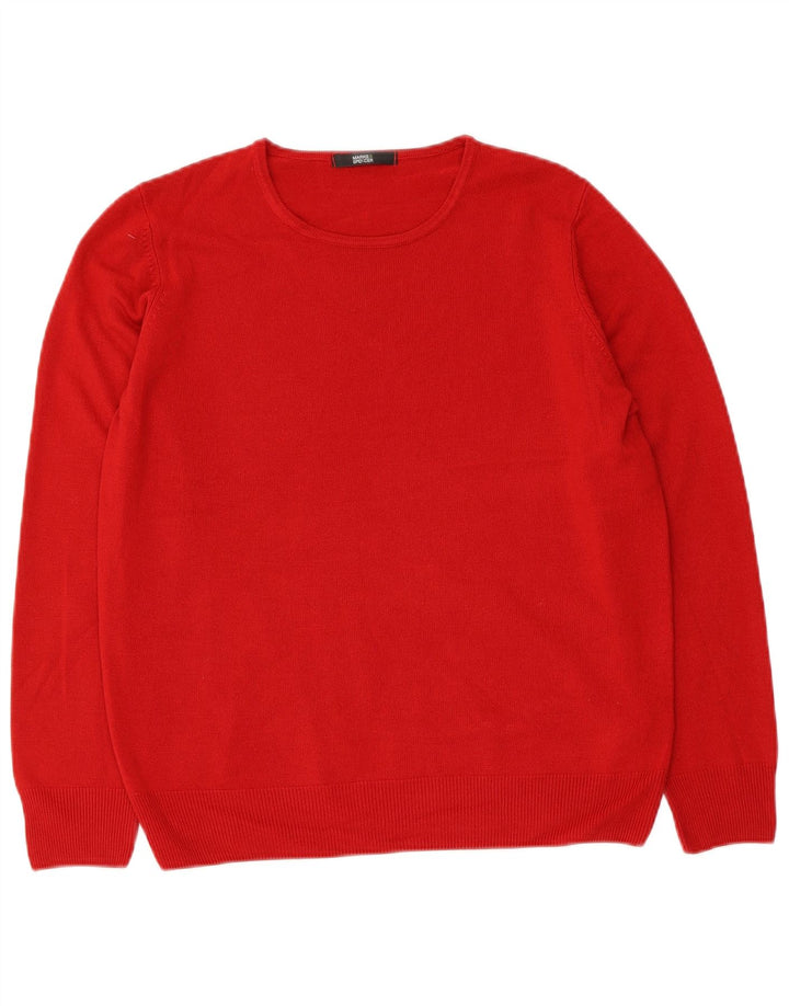 Suéter feminino Marks & Spencer com gola redonda Reino Unido 14 acrílico vermelho médio