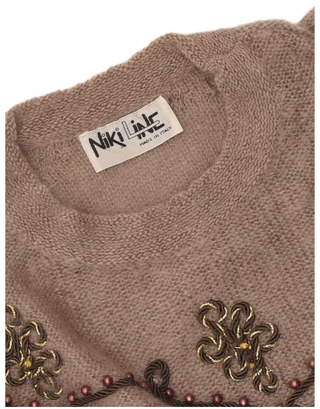 Suéter feminino Niki Line com gola redonda, Reino Unido 16, grande, cinza