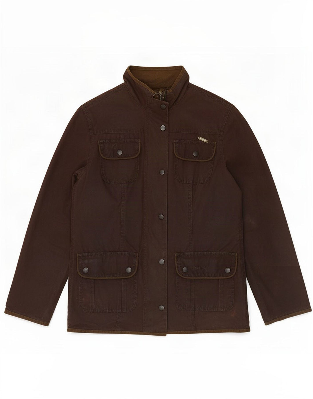 Jaqueta feminina de algodão encerado Barbour UK 10 pequena marrom