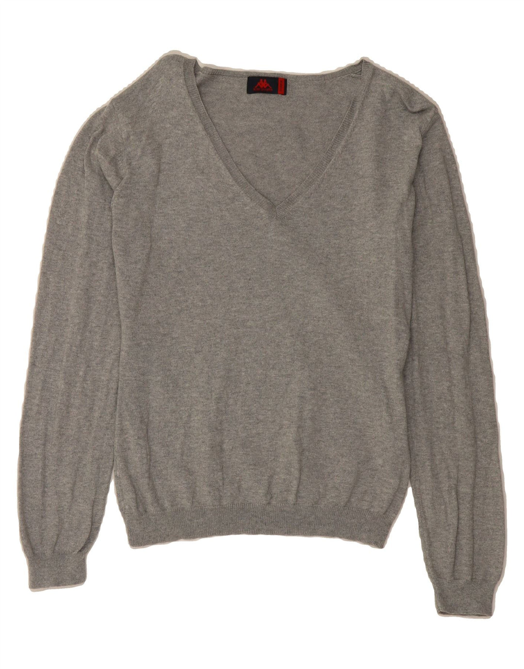 KAPPA Womens V-Neck Jumper Sweater UK 18 XL Grey Cotton Vintage Kappa and Second-Hand Kappa from Messina Hembry 