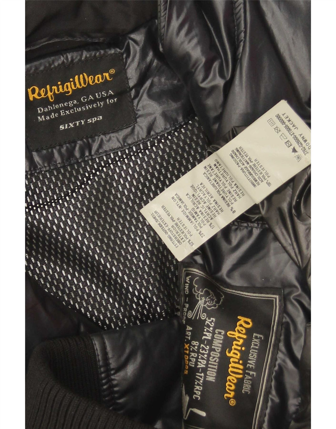 Jaqueta acolchoada masculina Refrigiwear UK 40 poliéster preto grande