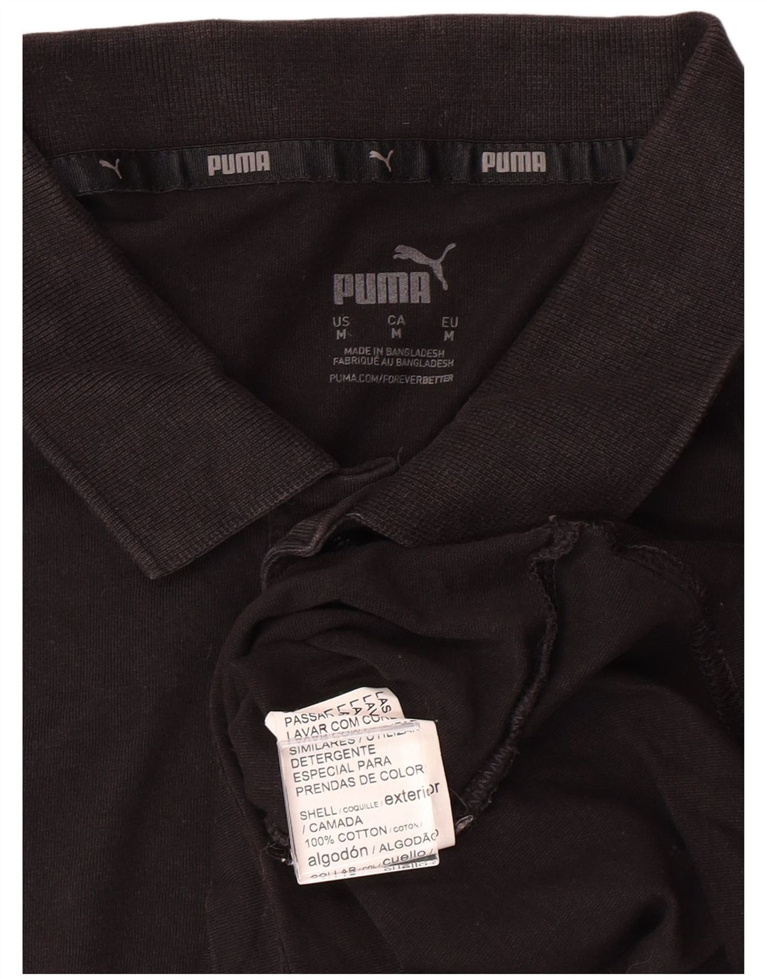 Camisa polo masculina PUMA de algodão preto médio