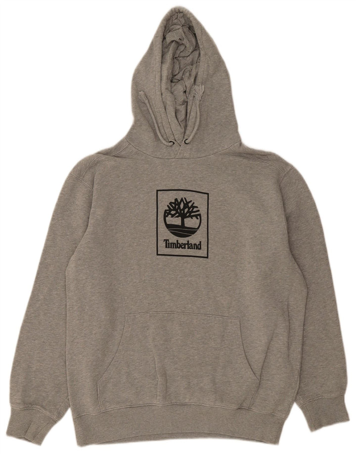 Suéter com capuz gráfico masculino Timberland grande algodão cinza