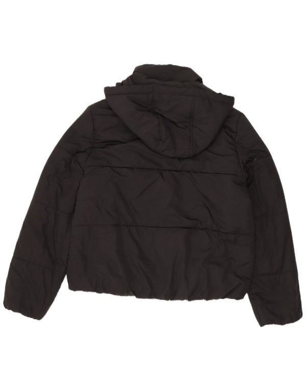 Jaqueta feminina acolchoada com capuz Marks & Spencer Reino Unido 12 poliéster preto médio