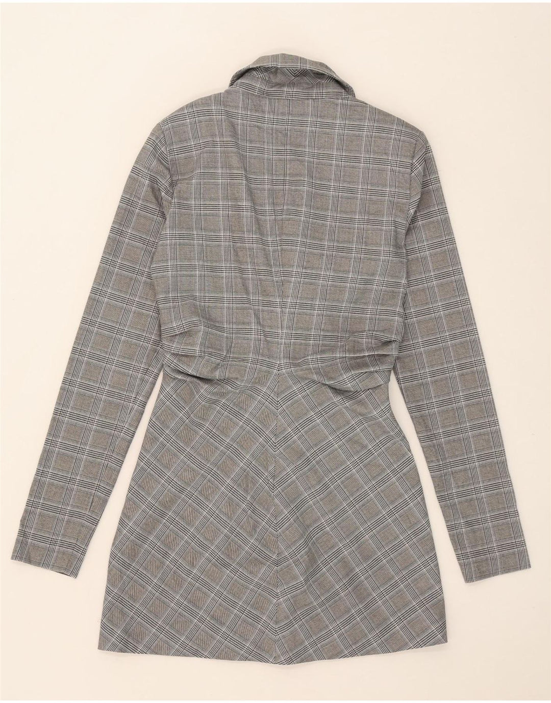Casaco feminino ZARA com peito duplo Reino Unido 6 XS cinza Houndstooth