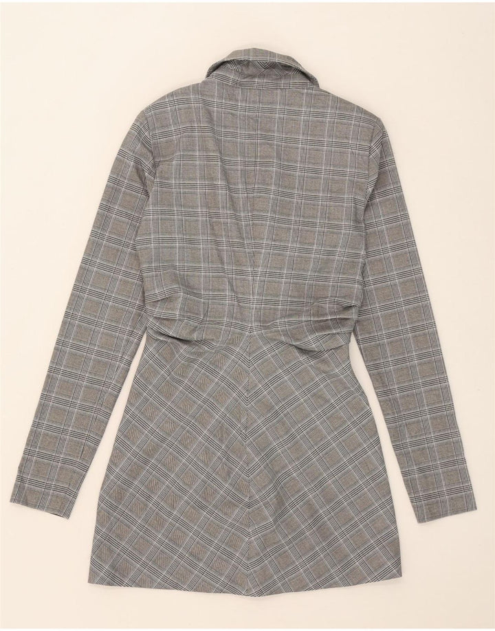 Casaco feminino ZARA com peito duplo Reino Unido 6 XS cinza Houndstooth