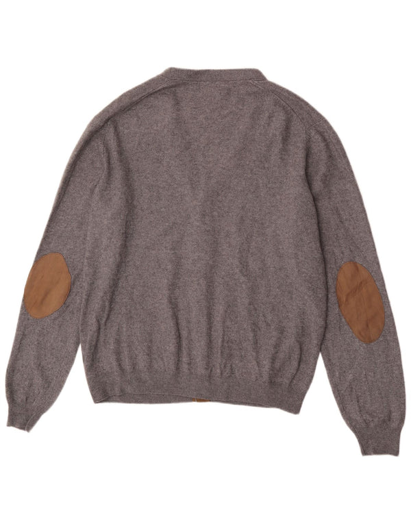 Massimo Dutti Mens Cardigan Sweater 2XL Grey Wool