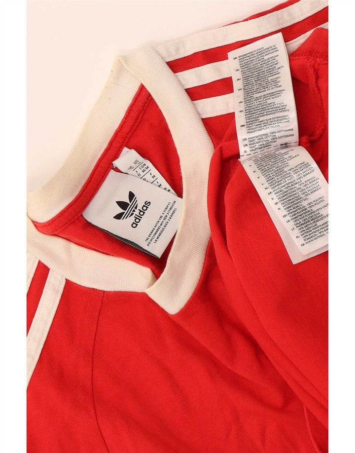 Adidas Mens Camiseta Top Médio Algodão Vermelho