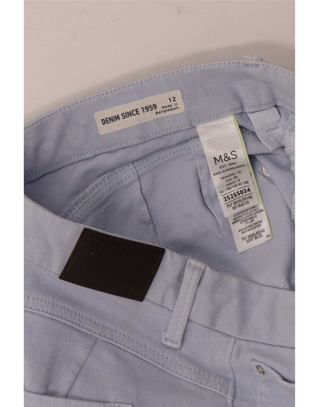 Bermuda feminina Marks & Spencer casual shorts UK 12 médio W30 algodão azul