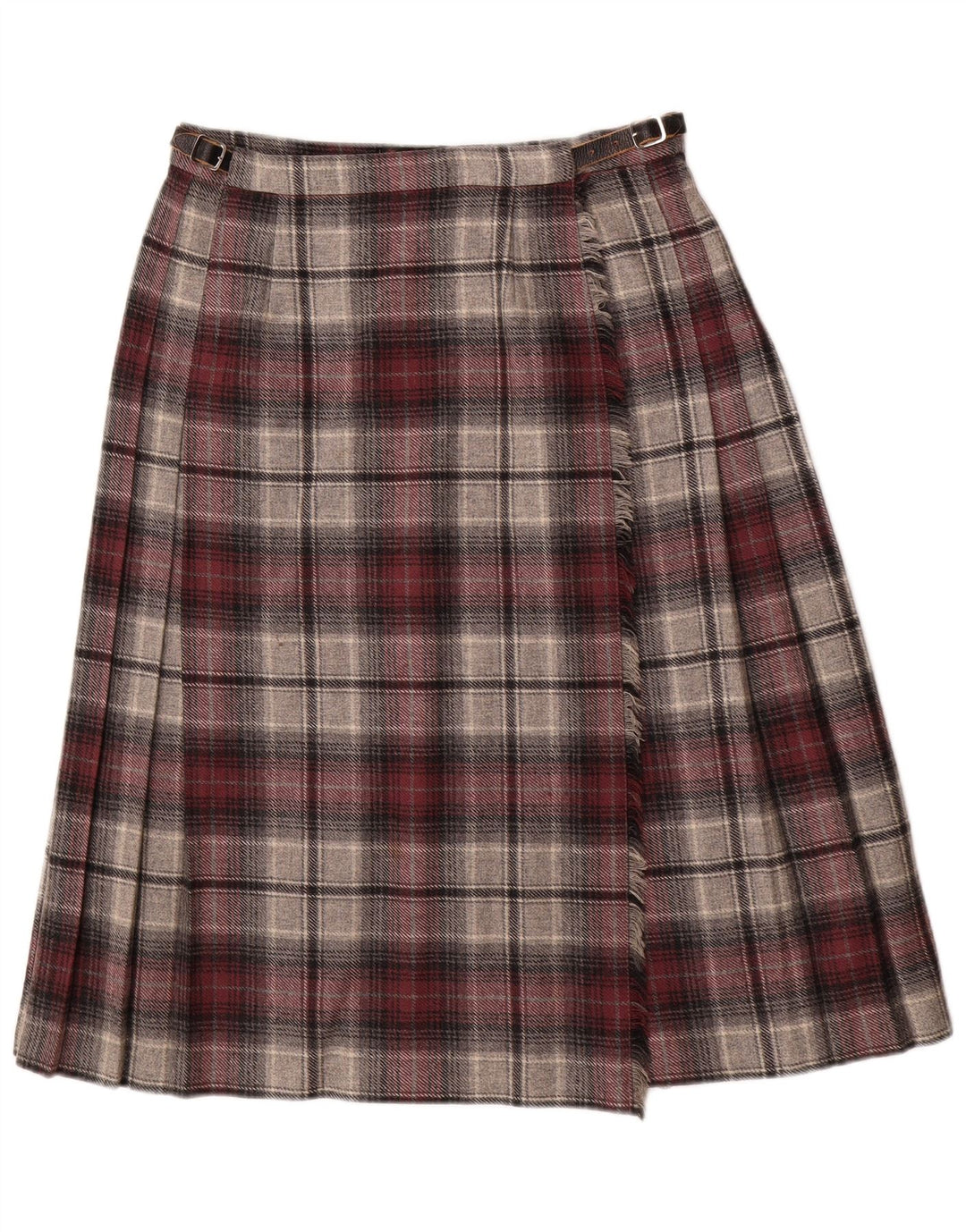 Saia feminina plissada Deerstalker W28 lã xadrez vermelha média