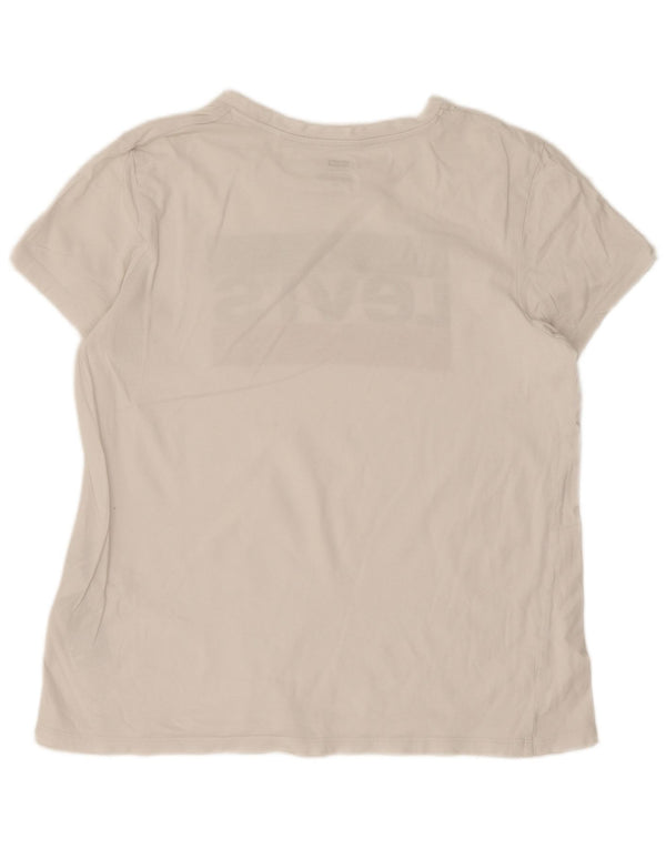 Camiseta feminina gráfica Levi's UK 16 grande algodão branco