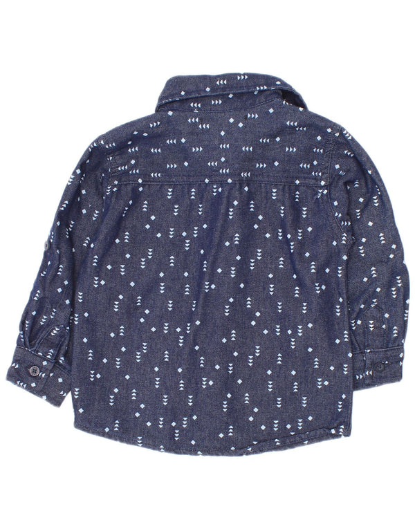 Camisa Dkny Baby Boys 12-18 meses Azul marinho algodão manchado