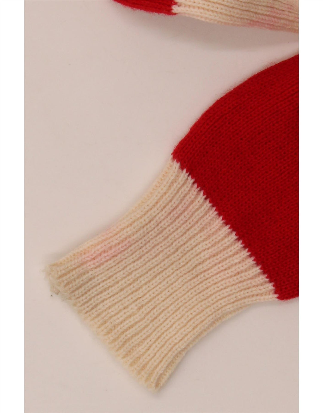 Suéter feminino VINTAGE com gola polo IT 48 XL vermelho colorblock acrílico