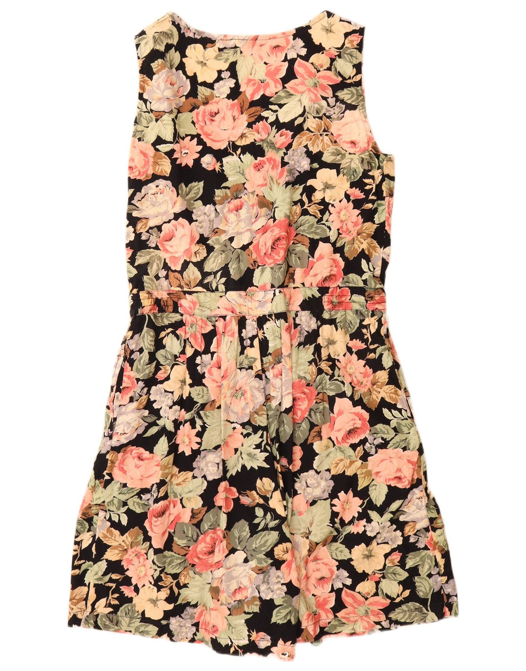 Macacão feminino vintage sem mangas IT 42 médio preto floral
