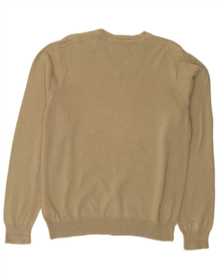 Suéter masculino Marks & Spencer Blue Harbor com decote em V, algodão bege médio