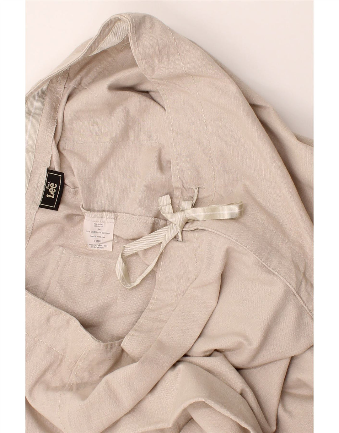 LEE Womens Straight Cropped Trousers US 18 2XL W36 L23 Beige Linen Vintage Lee and Second-Hand Lee from Messina Hembry 