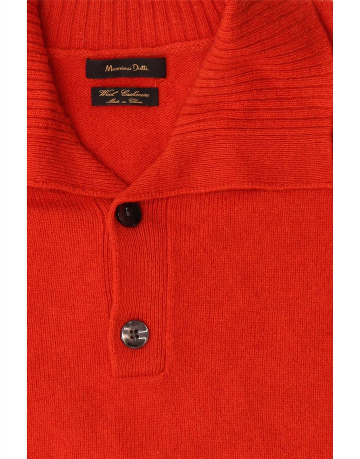 Suéter masculino Massimo Dutti com gola redonda, grande lã laranja
