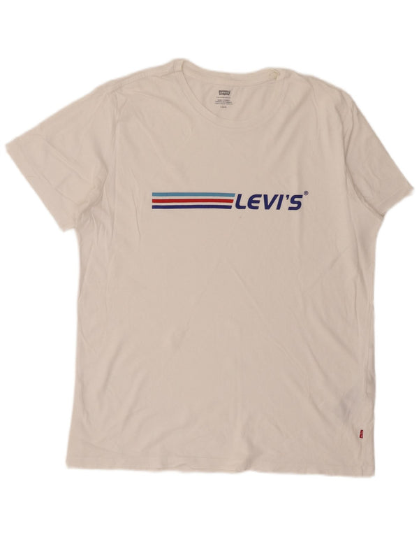 Camiseta gráfica masculina Levi's Top grande de algodão listrado branco