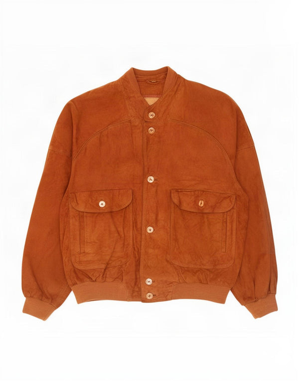 Jaqueta bomber masculina vintage de camurça IT 56 3XL couro marrom