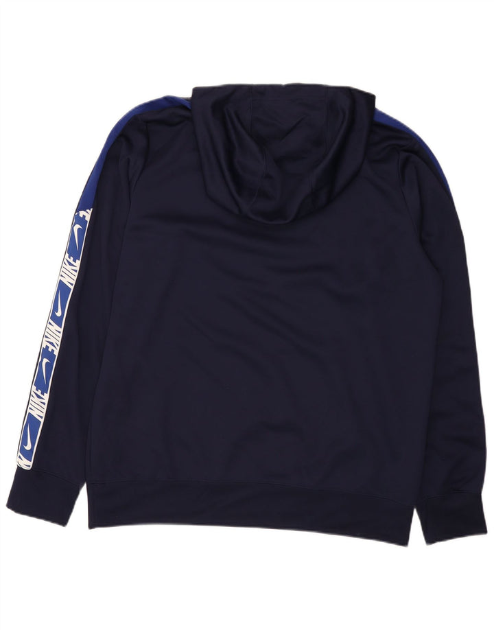 Suéter com capuz gráfico masculino Nike grande azul marinho colorido bloco de poliéster