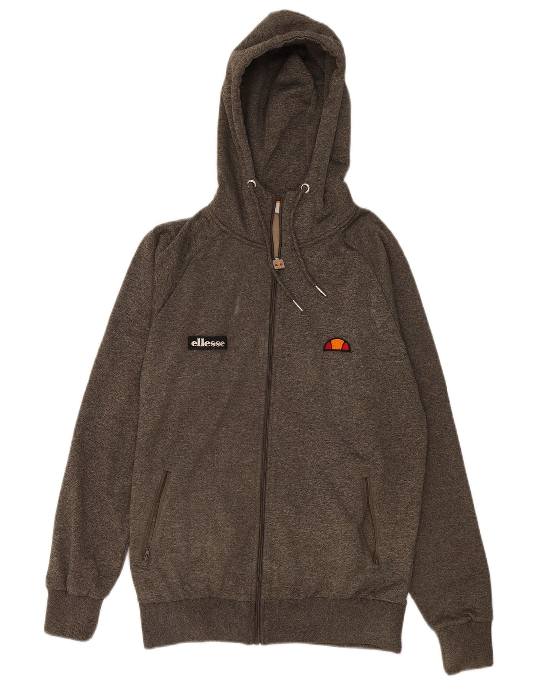 Ellesse Suéter masculino com capuz e zíper gráfico médio cáqui poliéster