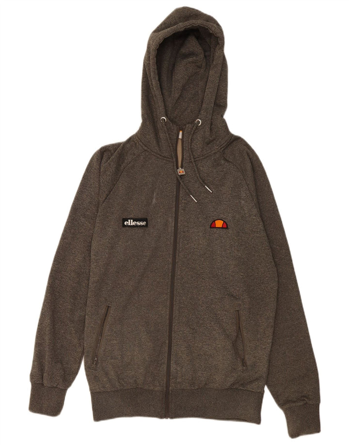 Ellesse Suéter masculino com capuz e zíper gráfico médio cáqui poliéster