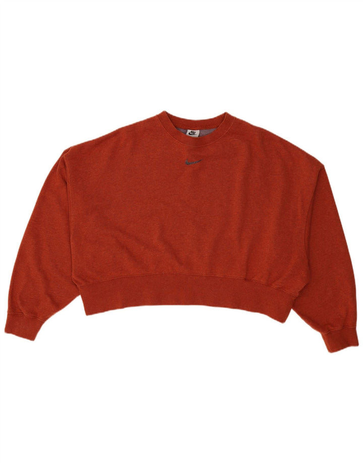 Nike Womens Crop Oversized Moletom Jumper UK 10 Pequeno Laranja Algodão
