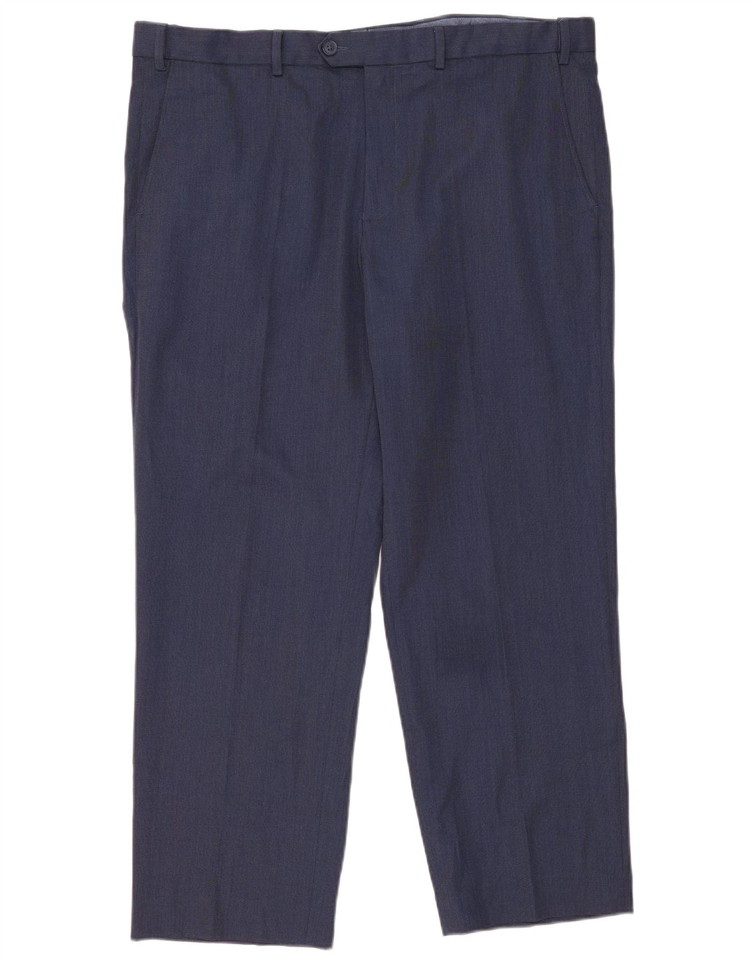 Calça masculina de terno reto Marks & Spencer W40 L29 poliéster azul marinho
